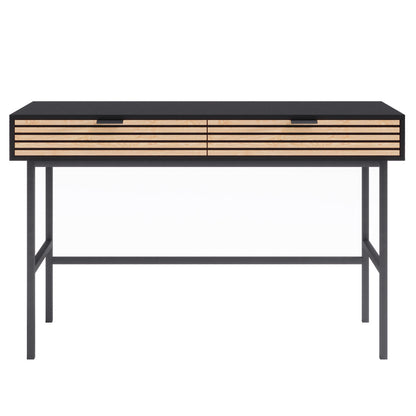 Black Study Desk Console Table with Slatted Drawers (Zen Collection)