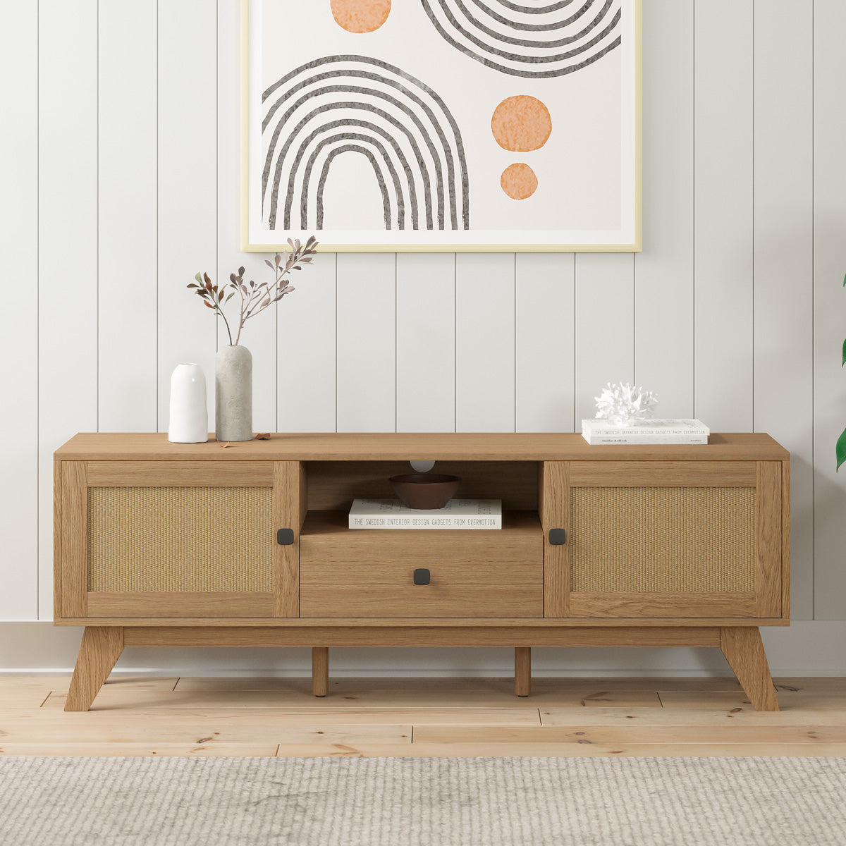 Rattan Cane TV Cabinet Entertainment Unit (140cm Talia)