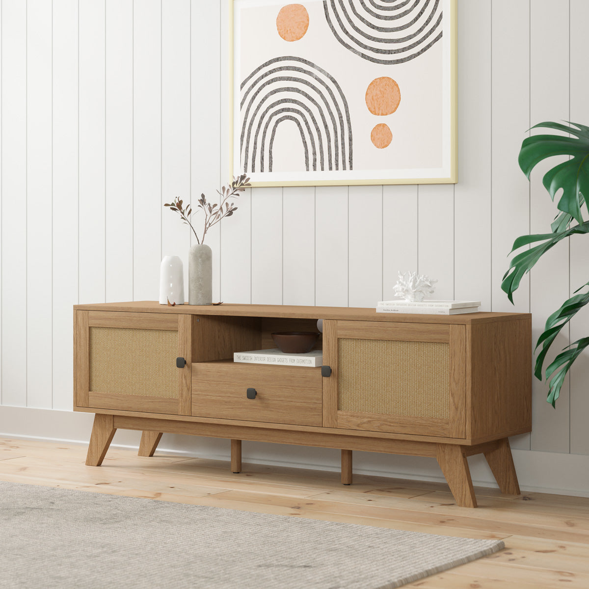 Rattan Cane TV Cabinet Entertainment Unit (140cm Talia)