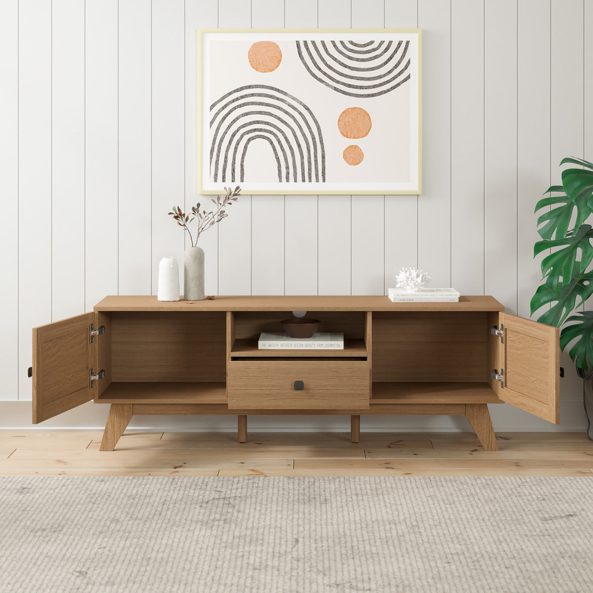 Rattan Cane TV Cabinet Entertainment Unit (140cm Talia)