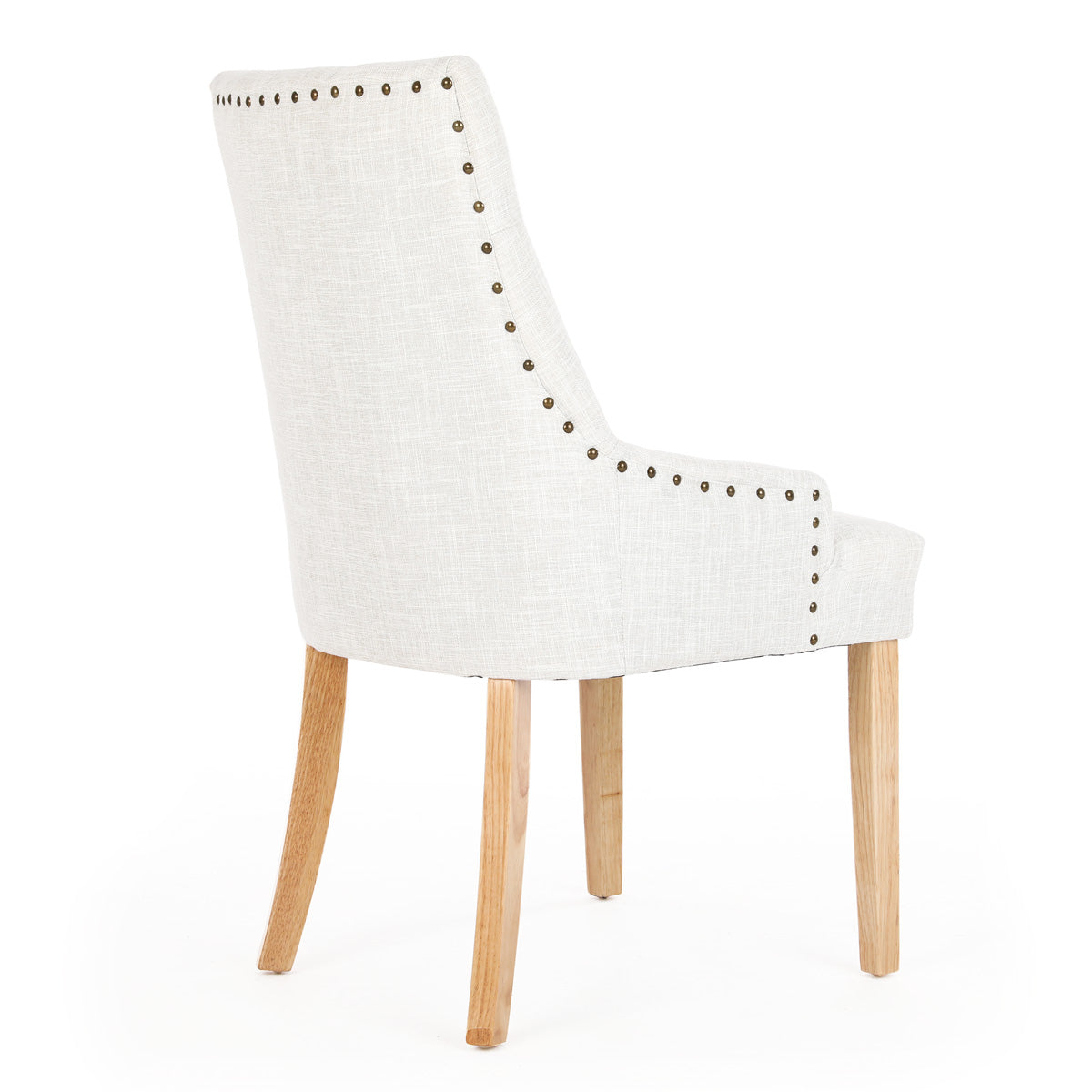 Chloe Scoop Back Dining Chairs (Set of 2, Beige Fabric / Natural Legs)