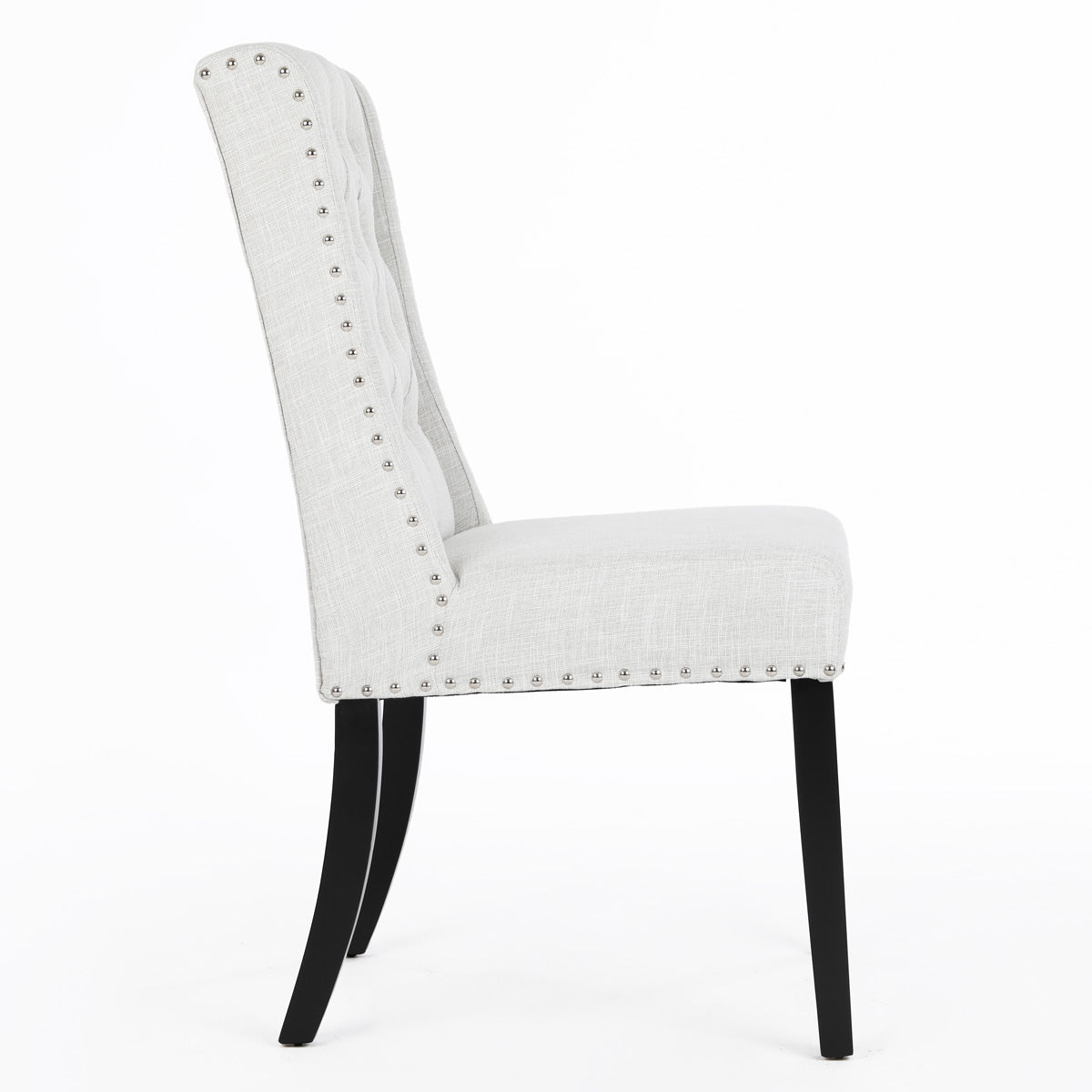 Noel Wingback Dining Chairs (Set of 2, Beige Fabric / Black Legs)