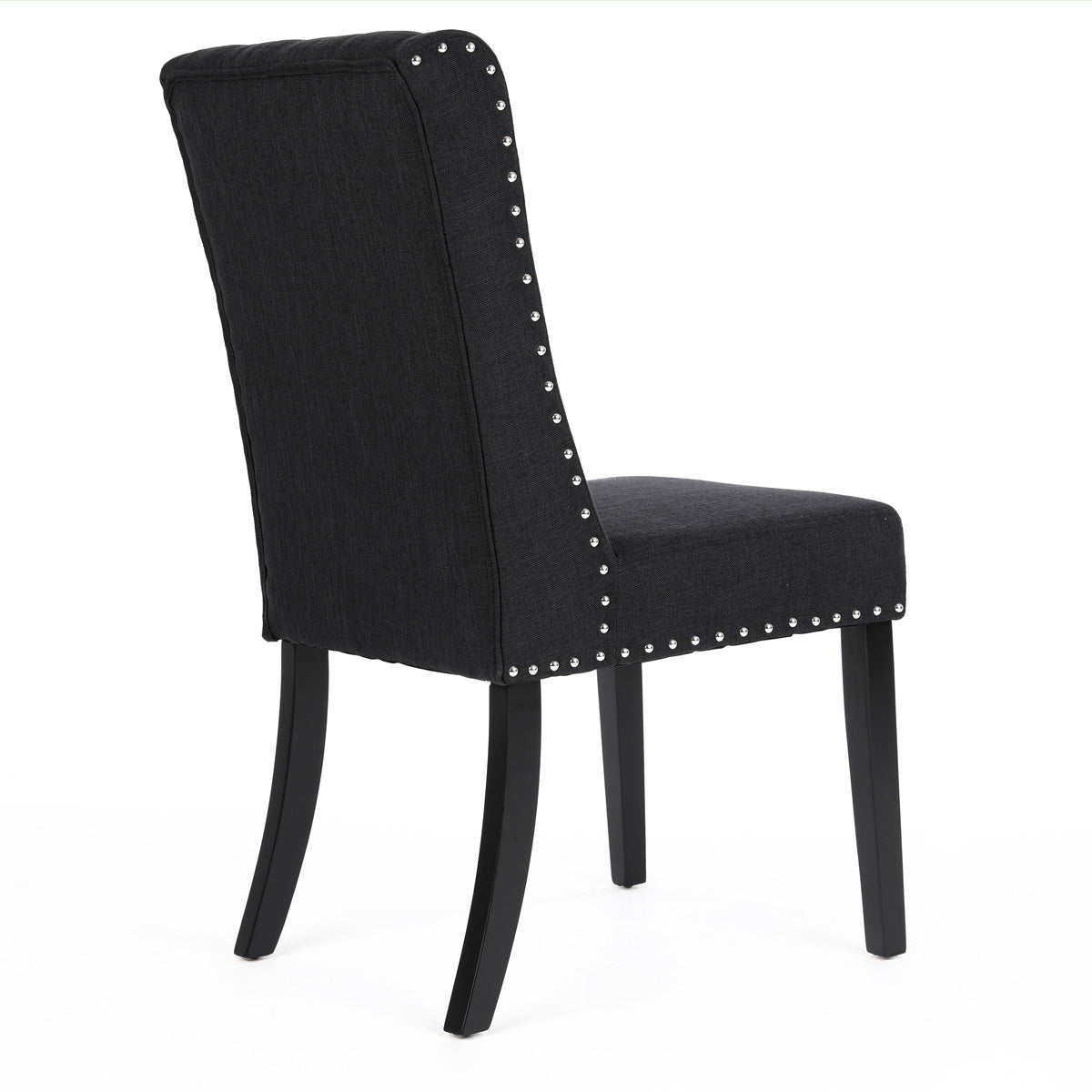 Noel Wingback Dining Chairs (Set of 2, Black Fabric / Black Legs)