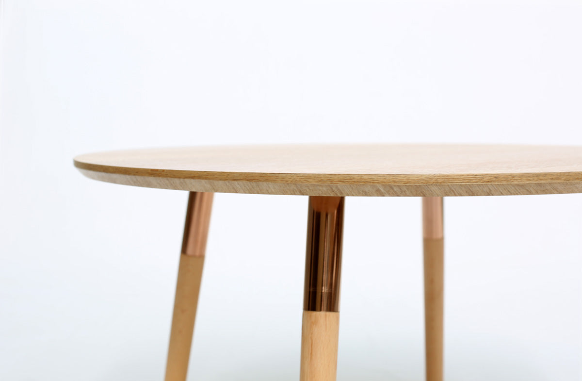 Oskar Coffee Table (Natural Ash Top with Rose Gold Legs)