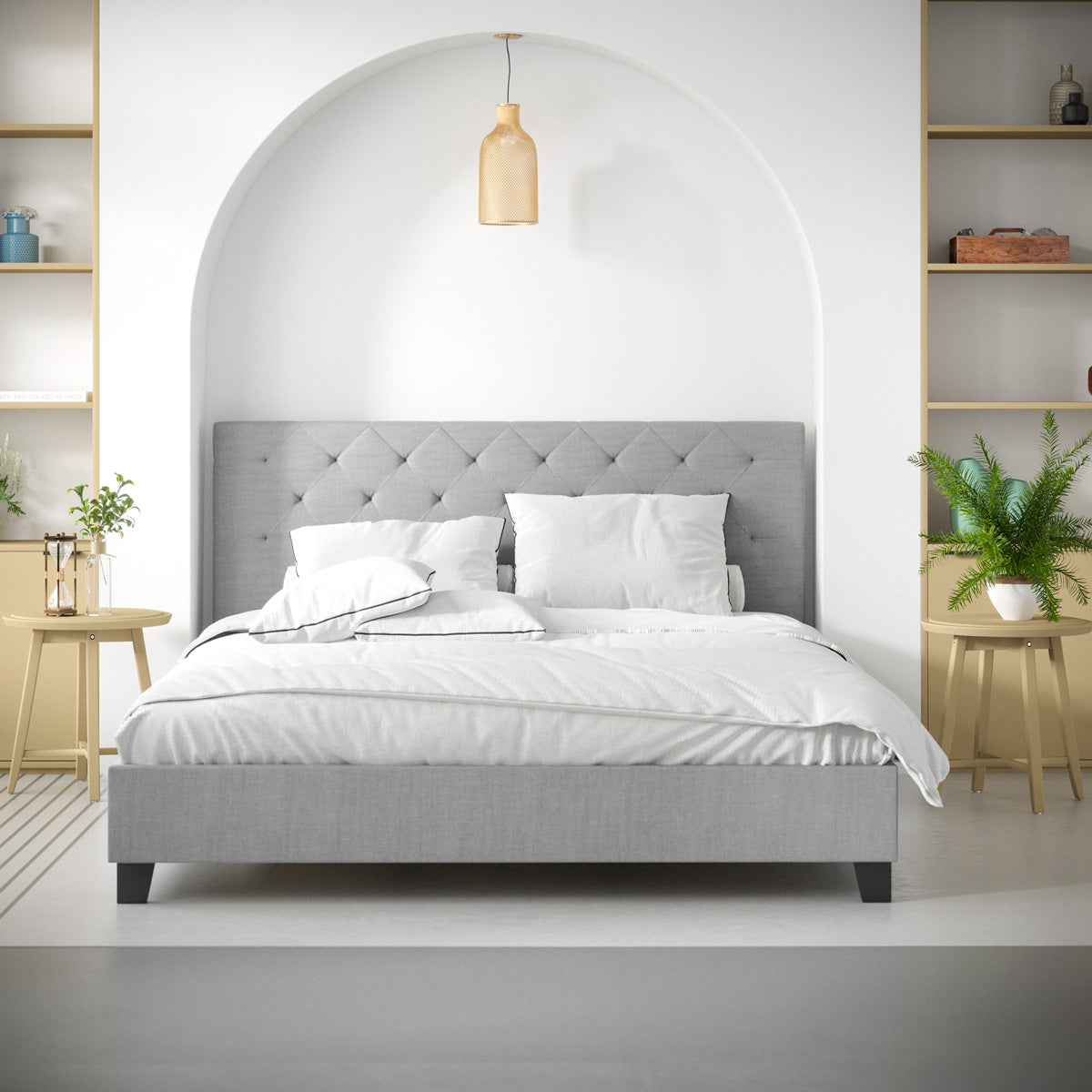 Casper Fabric Bed Frame (Grey)
