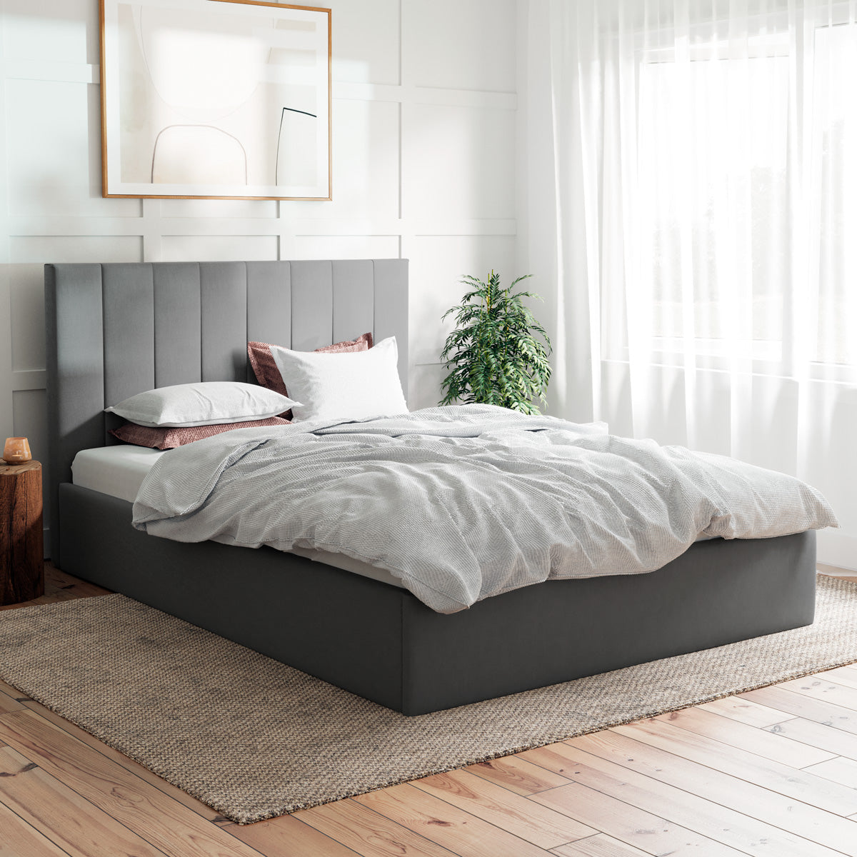 Ormond Gas Lift Storage Bed Frame (Charcoal Fabric)