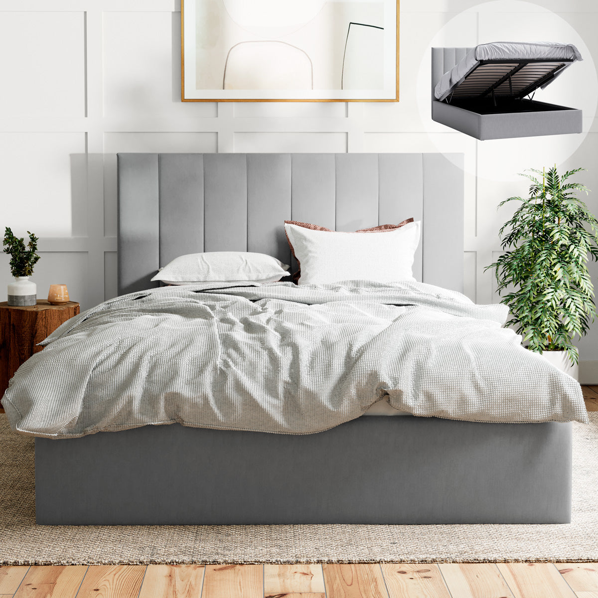 Ormond Gas Lift Storage Bed Frame (Grey Fabric)