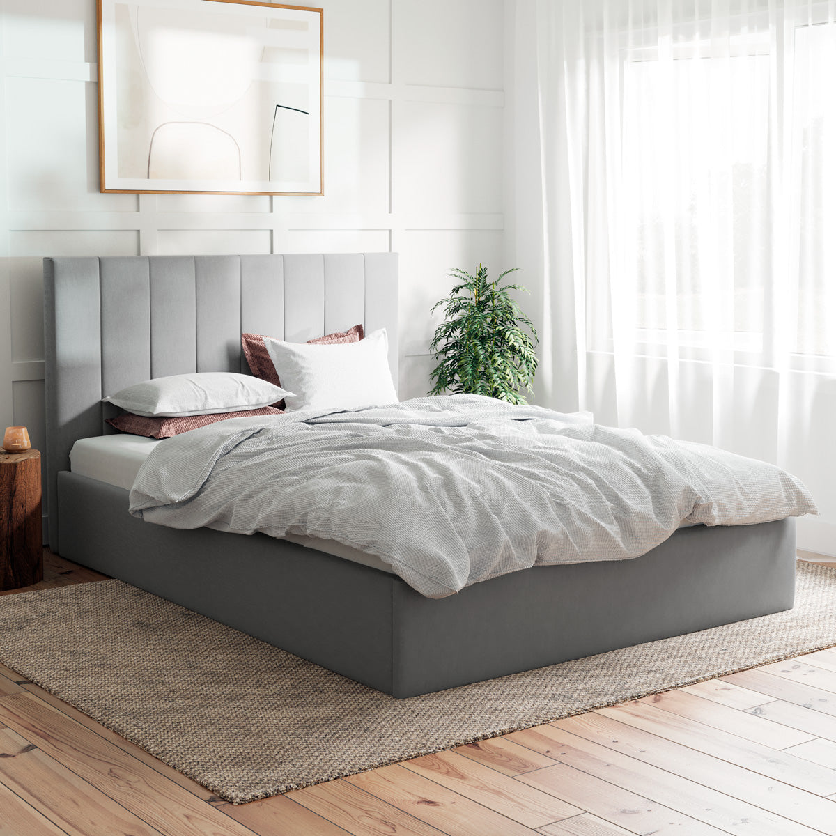 Ormond Gas Lift Storage Bed Frame (Grey Fabric)