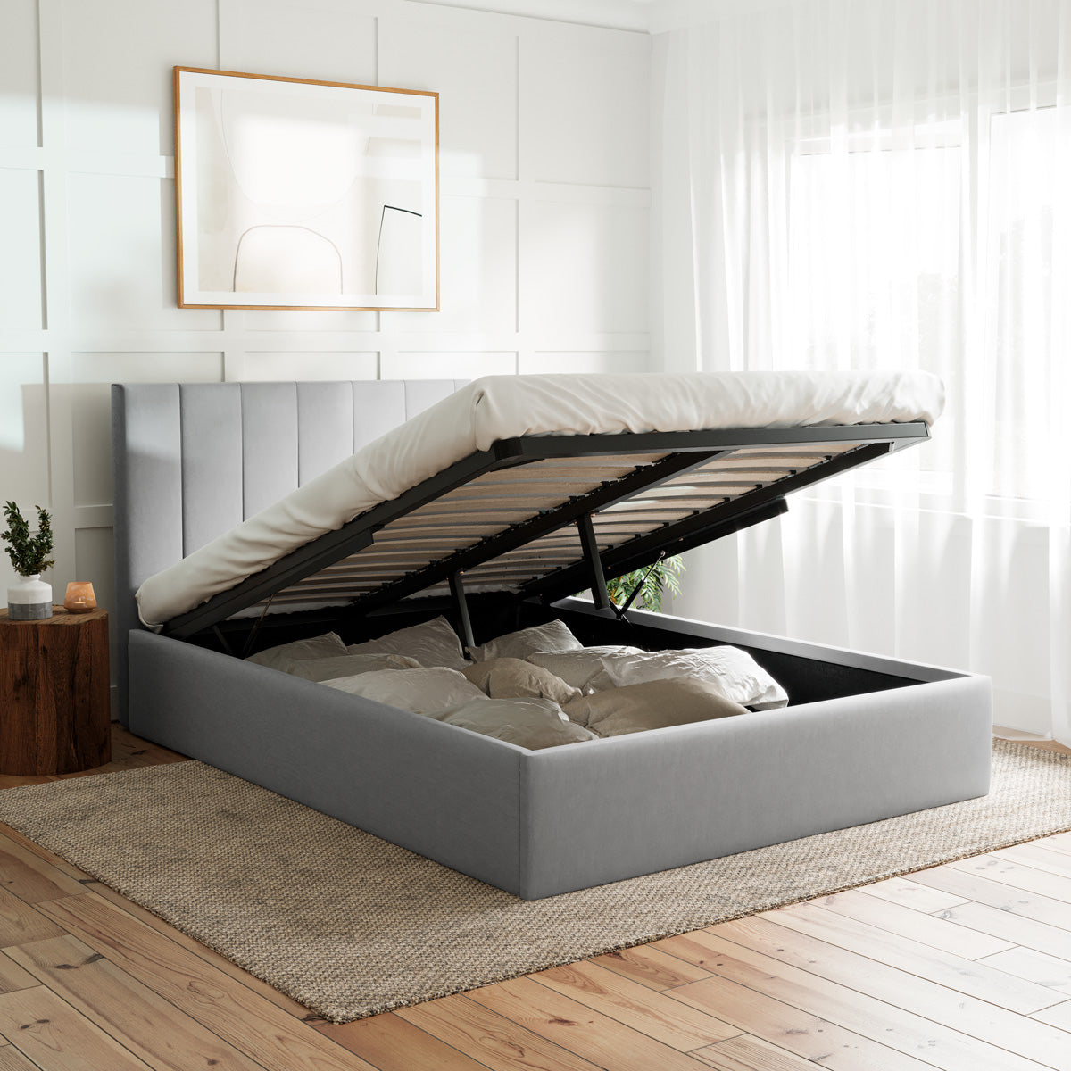 Ormond Gas Lift Storage Bed Frame (Grey Fabric)