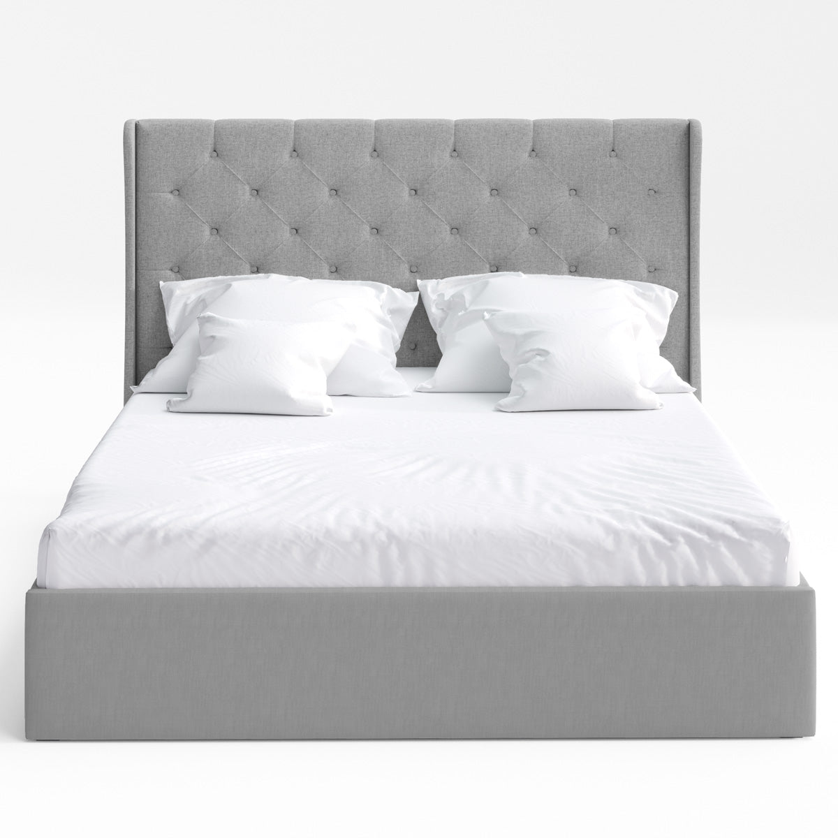 Grey Stella Gas Lift Storage Bed Frame with Aspen Bedside Tables Package