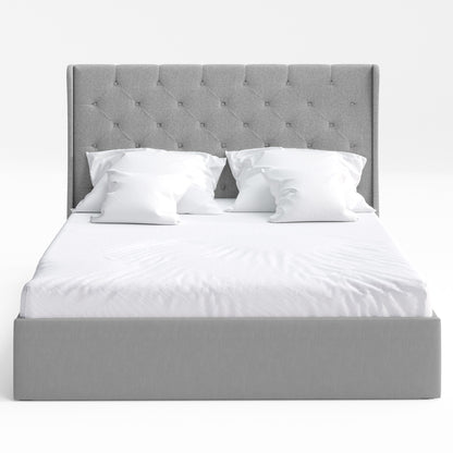 Grey Stella Gas Lift Storage Bed Frame with Aspen Bedside Tables Package