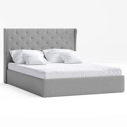Grey Stella Gas Lift Storage Bed Frame with Aspen Bedside Tables Package