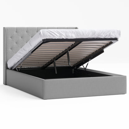 Stella Gas Lift Storage Wing Bed Frame (Grey Fabric)