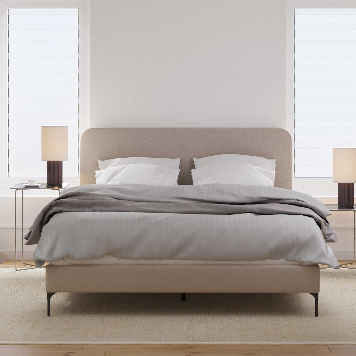 Soho Upholstered Fabric Bed Frame (Natural Beige)