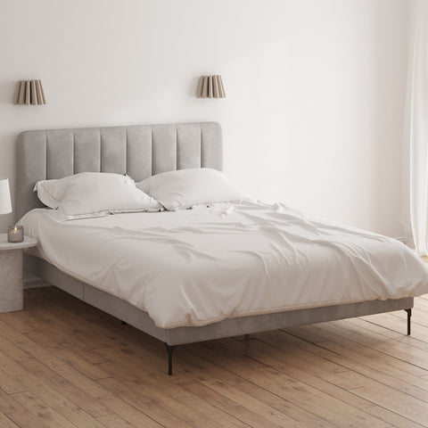 Souffle Fabric Bed Frame (Taupe White Velvet)