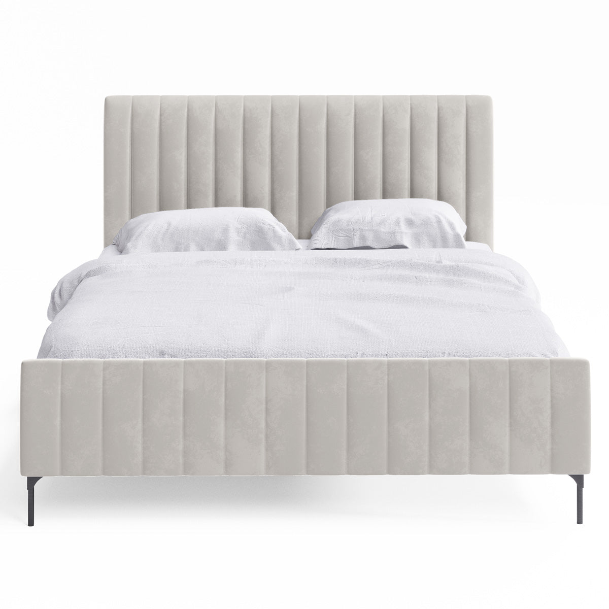 Coco Velvet Fabric Upholstered Bed Frame (Taupe White)