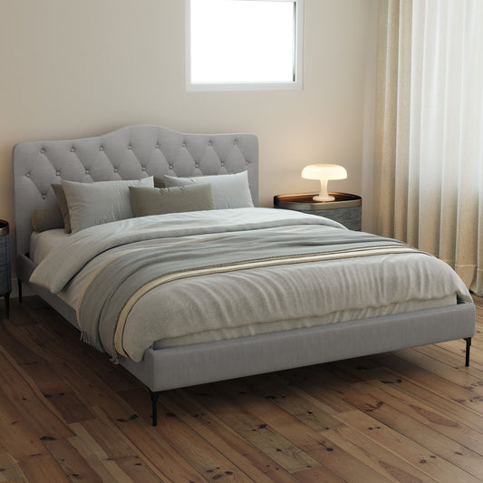 Dawn Upholstered Fabric Bed Frame (Grey)