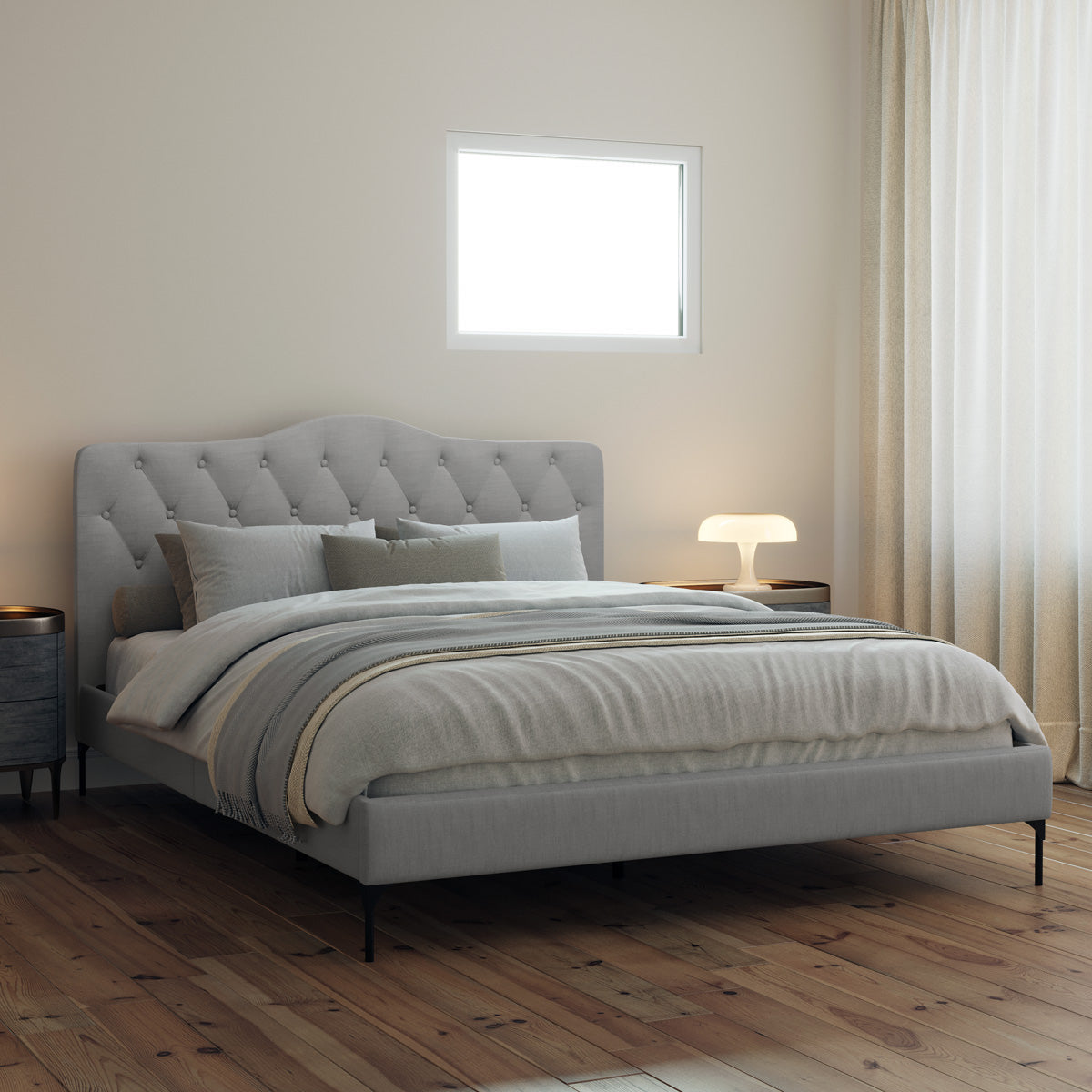 Dawn Upholstered Fabric Bed Frame (Grey)