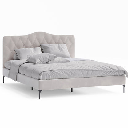 Dawn Upholstered Fabric Bed Frame (Taupe Velvet)