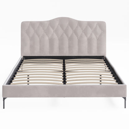 Dawn Upholstered Fabric Bed Frame (Taupe Velvet)