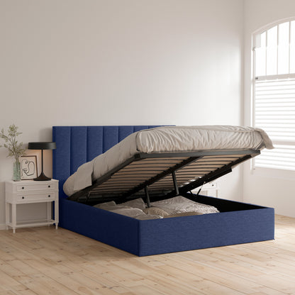 Celine Gas Lift Storage Bed Frame (Dark Navy Blue Corduroy Velvet)