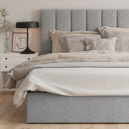 Celine Gas Lift Storage Bed Frame (Grey Corduroy Velvet)