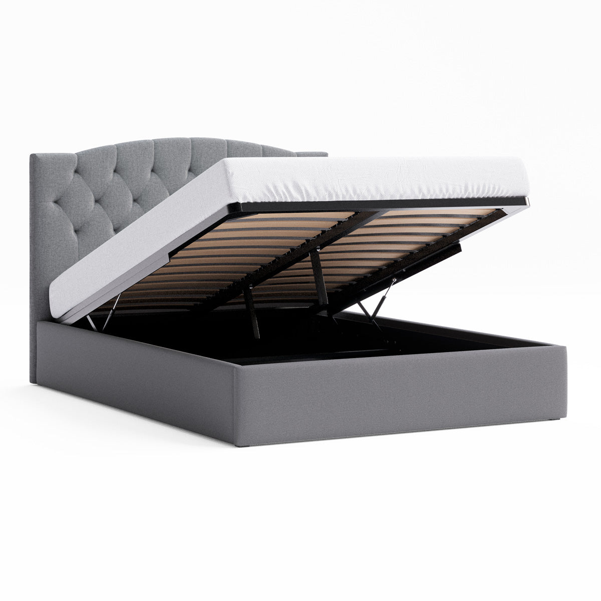 Charlotte Gas Lift Storage Curved Bed Frame (Charcoal Fabric)