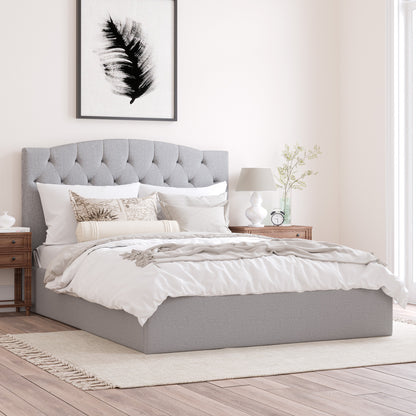 Charlotte Gas Lift Storage Curved Bed Frame (Grey Fabric)