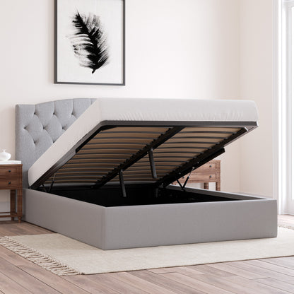 Charlotte Gas Lift Storage Curved Bed Frame (Grey Fabric)