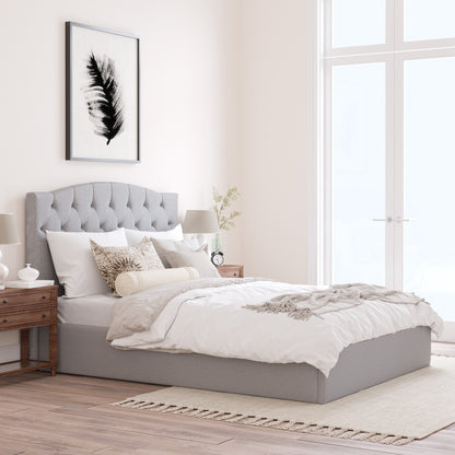 Charlotte Gas Lift Storage Curved Bed Frame (Grey Fabric)