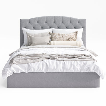 Charlotte Gas Lift Storage Curved Bed Frame (Grey Fabric)