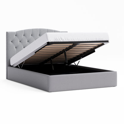 Charlotte Gas Lift Storage Curved Bed Frame (Grey Fabric)