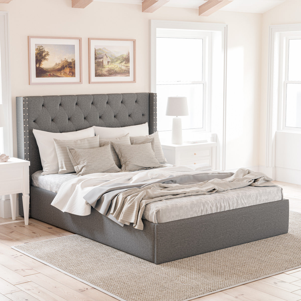 Emma Fabric Bed Frame (Grey)