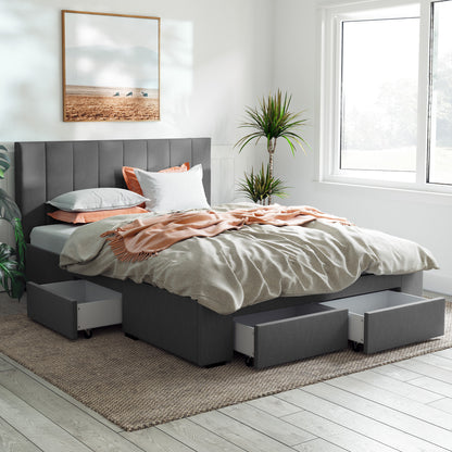 Charcoal Ormond Storage Bed Frame with Aspen Bedside Tables Package