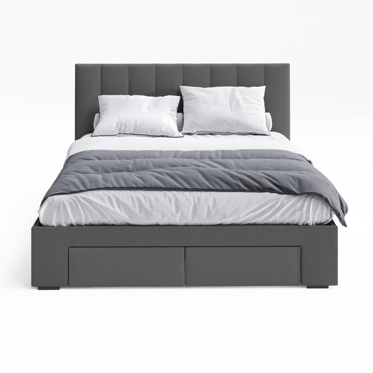 Ormond Storage Bed Frame with Four Extra Large Drawers (Charcoal Fabric)