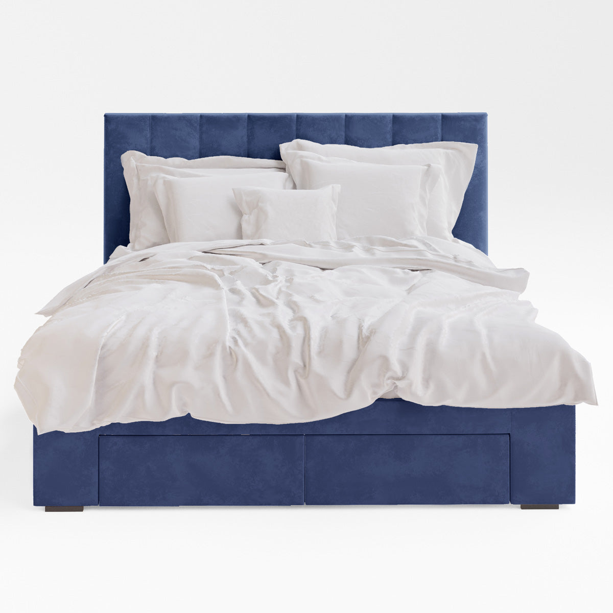 Ormond Bed Frame with Four Extra Large Drawers (Navy Blue Velvet)