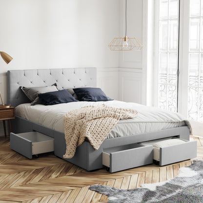 Grey Webster Storage Bed Frame with Aspen Bedside Tables Package