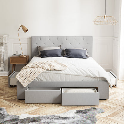Grey Webster Storage Bed Frame with Aspen Bedside Tables Package
