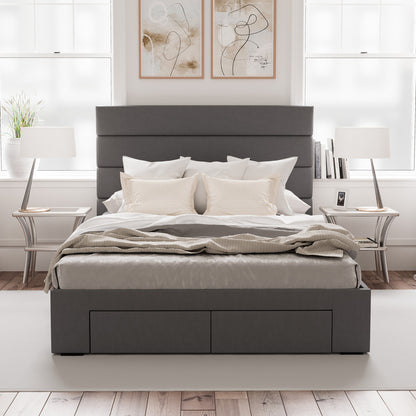 Charcoal Benny Storage Bed Frame with Aspen Bedside Tables Package