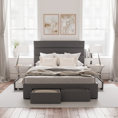 Charcoal Benny Storage Bed Frame with Aspen Bedside Tables Package