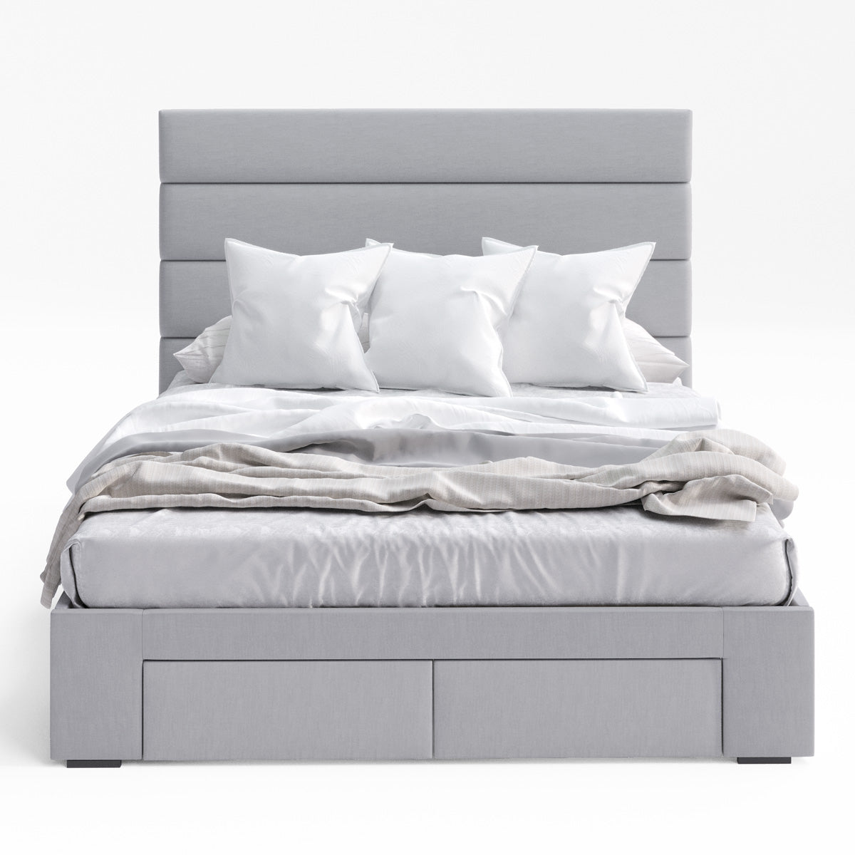 Benny Bed Frame with Four Storage Drawers (Grey Fabric)