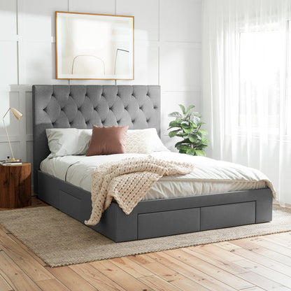 Charcoal Fenwick Storage Bed Frame with Aspen Bedside Tables Package