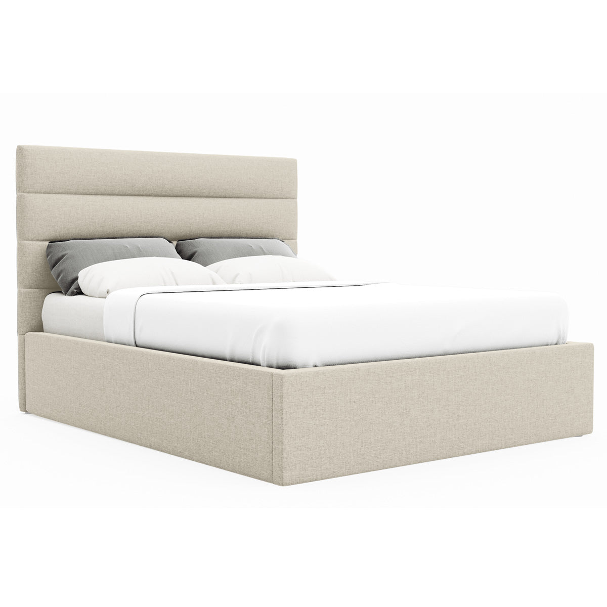 Benny Gas Lift Storage Bed Frame (Natural Beige Fabric)