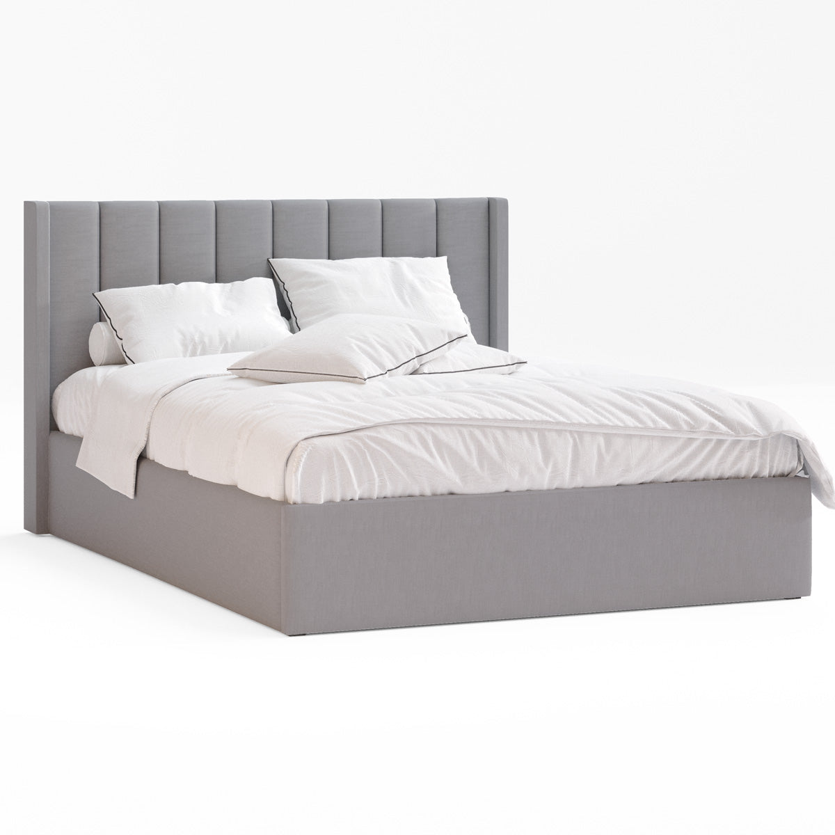 Emilie Gas Lift Storage Wing Bed Frame (Grey Fabric)