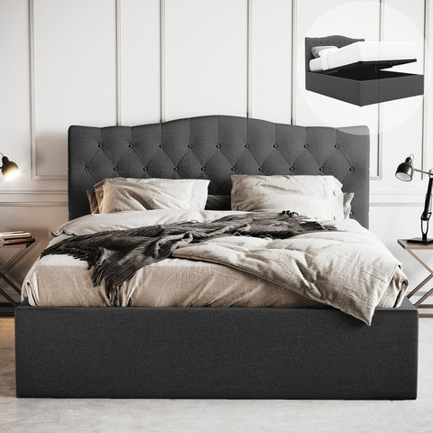 Gabrielle Gas Lift Storage Bed Frame (Charcoal Fabric)
