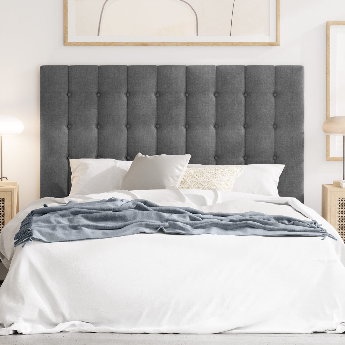Maddison Upholstered Fabric Bedhead (Charcoal)