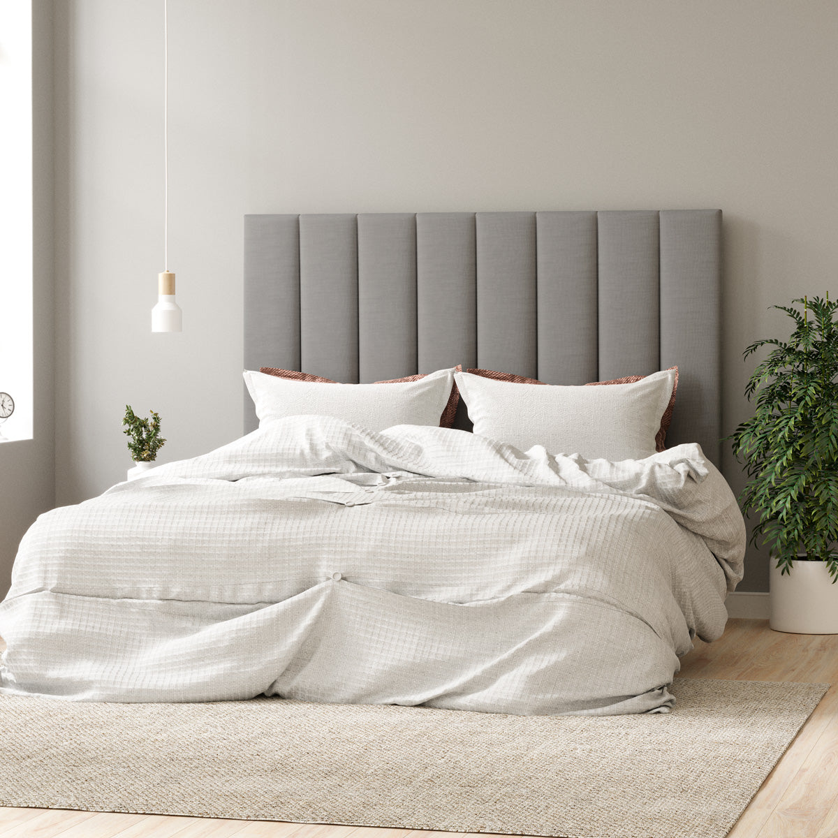 Celine Upholstered Fabric Bedhead (Grey Headboard)