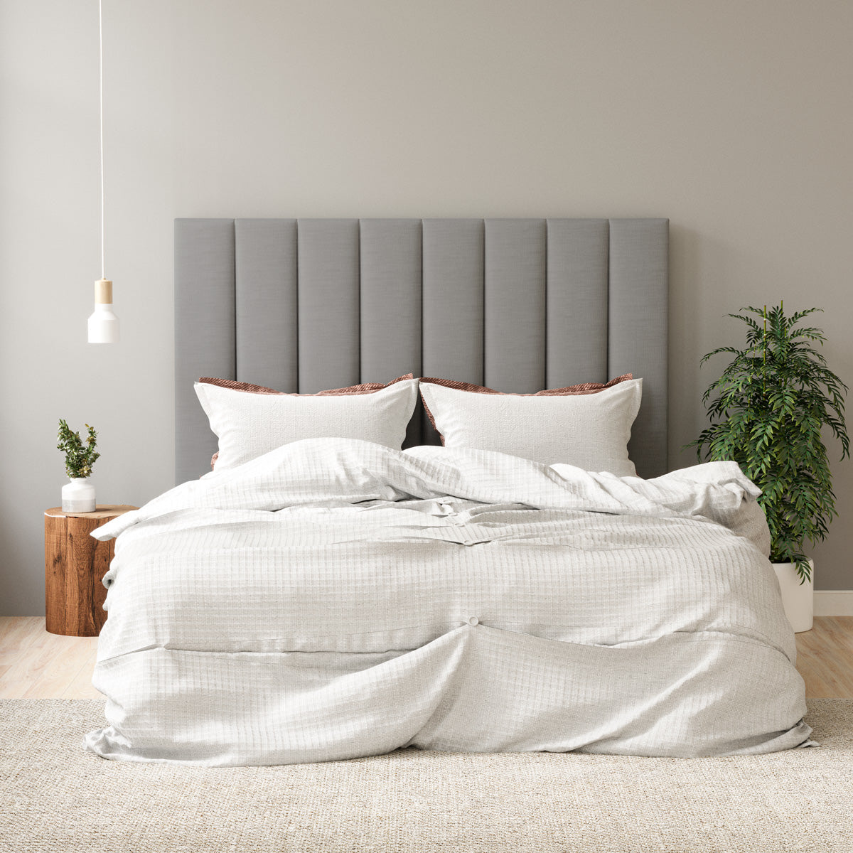 Celine Upholstered Fabric Bedhead (Grey Headboard)