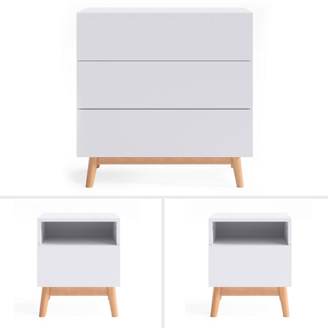 Aspen Three Drawer Bedroom Chest and Bedside Tables Package
