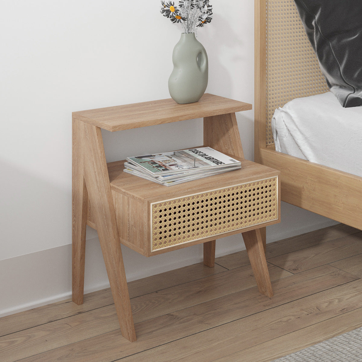 Rattan Cane Bedside Table (Dane Collection)